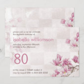Invitation Fête du 80e anniversaire de la femme | Mauve Magno (Devant / Derrière)