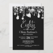 Invitation Fête du 80e anniversaire de l'élégant Black White (Devant)