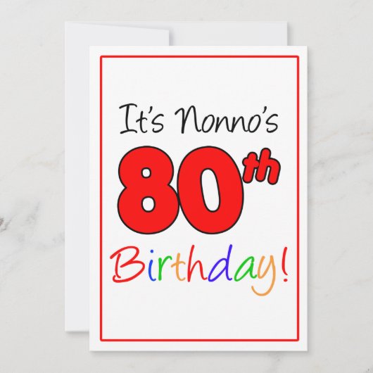 Invitation Fête du 80e anniversaire de Nonno (Devant)