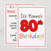 Invitation Fête du 80e anniversaire de Nonno (Devant / Derrière)