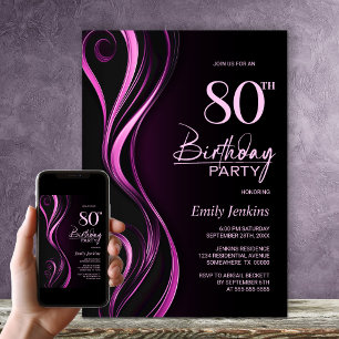 Invitation Fête du 80e anniversaire du Black Pink moderne