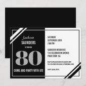 Invitation Fête du 80e anniversaire du Black White moderne (Devant / Derrière)