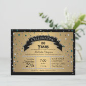 Invitation Fête du 80e anniversaire Faux Jewel Confetti (Debout devant)
