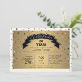 Invitation Fête du 80e anniversaire Faux Jewel Confetti (Debout devant)