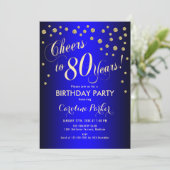 Invitation Fête du 80e anniversaire - Gold Royal Blue (Debout devant)