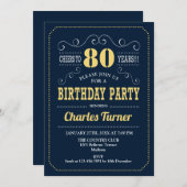 Invitation Fête du 80e anniversaire - Marine Gold (Devant / Derrière)