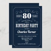 Invitation Fête du 80e anniversaire - Marine White (Devant / Derrière)