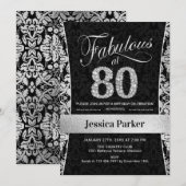 Invitation Fête du 80e anniversaire - Noir d'argent (Devant / Derrière)