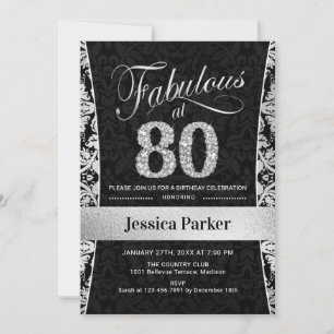 Invitation Fête du 80e anniversaire - Noir d'argent