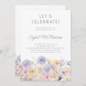 Invitation Fête du 80e anniversaire Printemps Aquarelle Flora (Devant / Derrière)