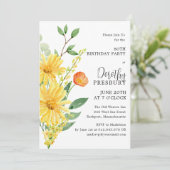 Invitation Fête du 80e anniversaire Printemps Jaune Floral (Debout devant)