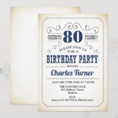 Invitation Fête du 80e anniversaire - Retro Creamy White et N (Devant / Derrière)