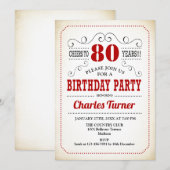 Invitation Fête du 80e anniversaire - Retro Crémeux Blanc et  (Devant / Derrière)