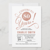 Invitation Fête du 80e anniversaire - Rose Gold White (Devant)