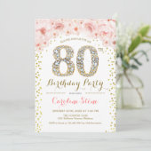 Invitation Fête du 80e anniversaire - Rose or blanc (Debout devant)