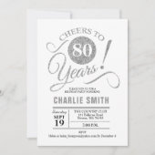Invitation Fête du 80e anniversaire - Silver White (Devant)