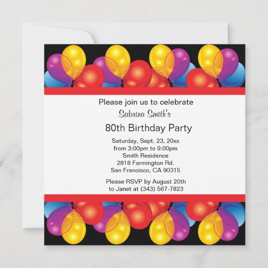 Invitation Fête du 80e anniversaire | Texte do-it-yourself (Dos)