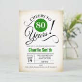 Invitation Fête du 80e anniversaire - Vert noir blanc (Debout devant)