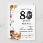 Invitation Fête du 80e anniversaire, whisky et boissons (Devant)