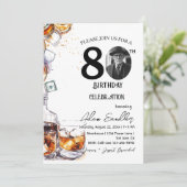 Invitation Fête du 80e anniversaire, whisky et boissons (Debout devant)