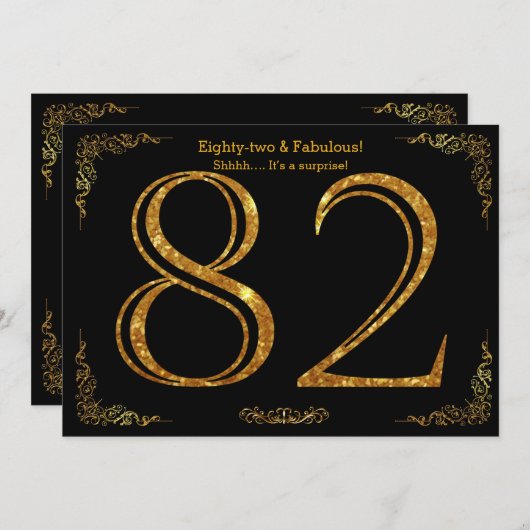 Invitation Fête du 82e anniversaire,Styl Gatsby,parties scint (Devant / Derrière)