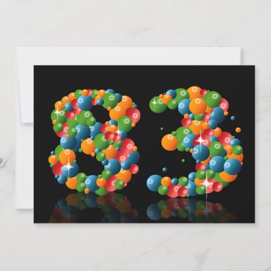 Invitation Fête du 83e anniversaire, avec bulles et balles (Devant)