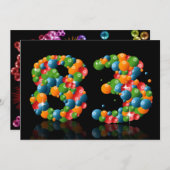 Invitation Fête du 83e anniversaire, avec bulles et balles (Devant / Derrière)