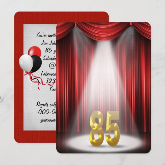 Invitation Fête du 85e anniversaire (Devant / Derrière)