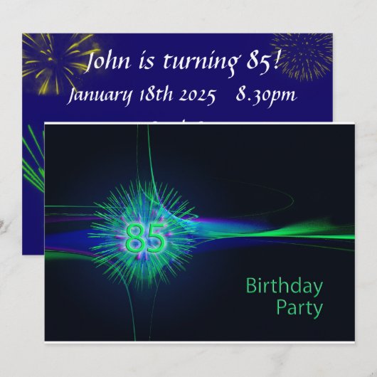 Invitation Fête du 85e anniversaire (Devant / Derrière)