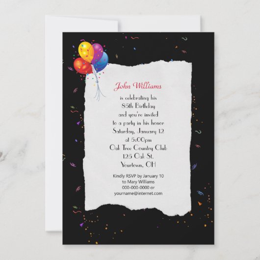 Invitation Fête du 85e anniversaire (Dos)