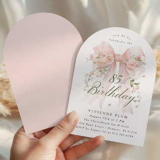 Invitation Fête du 85e anniversaire Arche florale de roses au