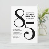 Invitation Fête du 85e anniversaire moderne noir et blanc (Debout devant)