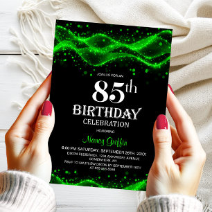 Invitation Fête du 85e anniversaire moderne noir et vert