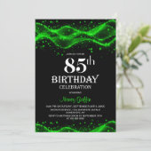 Invitation Fête du 85e anniversaire moderne noir et vert (Debout devant)