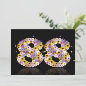 Invitation Fête du 88ème anniversaire, avec des lettres fleur (Debout devant)