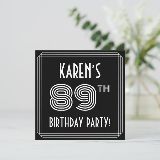 Invitation Fête du 89e anniversaire : Art Déco Style avec nom (Debout devant)
