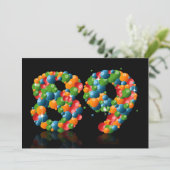 Invitation Fête du 89e anniversaire, avec bulles et balles (Debout devant)