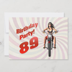 Invitation Fête du 89ème anniversaire avec une fille sur une