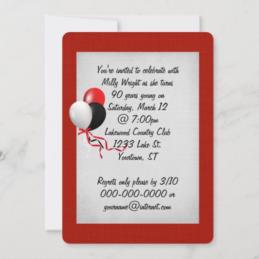 Invitation Fête du 90e anniversaire (Dos)