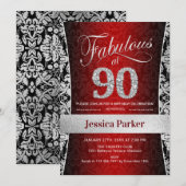 Invitation Fête du 90e anniversaire - Argent Noir Rouge (Devant / Derrière)
