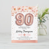 Invitation Fête du 90e anniversaire - Ballons d'or Rose (Debout devant)