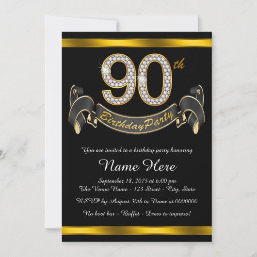 Invitation Fête du 90e anniversaire Black Gold (Devant)