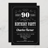 Invitation Fête du 90e anniversaire - Blanc noir (Devant / Derrière)