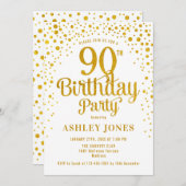 Invitation Fête du 90e anniversaire - Blanc & Or (Devant / Derrière)