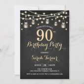 Invitation Fête du 90e anniversaire - Chalkboard Gold (Devant)