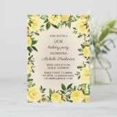 Invitation Fête du 90e anniversaire de la femme Floral Jaune (Debout devant)