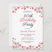 Invitation Fête du 90e anniversaire de la Flore rouge (Devant)