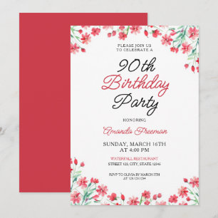 Invitation Fête du 90e anniversaire de la Flore rouge