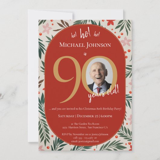 Invitation Fête du 90e anniversaire de Noël (Devant)