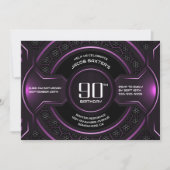 Invitation Fête du 90e anniversaire du Black Pink moderne (Devant)